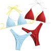 image:imageRoseSeek 2 Pack Leopard Print Bikini Sets Halter Triangle Top Brazilian Bottom Animal Print Swimwear BundleBlue and Red