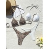 image:imageRoseSeek 2 Pack Leopard Print Bikini Sets Halter Triangle Top Brazilian Bottom Animal Print Swimwear BundleCheetah and White