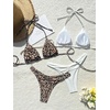 image:imageRoseSeek 2 Pack Leopard Print Bikini Sets Halter Triangle Top Brazilian Bottom Animal Print Swimwear BundleCheetah and White