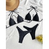 image:imageRoseSeek 2 Pack Leopard Print Bikini Sets Halter Triangle Top Brazilian Bottom Animal Print Swimwear BundleDots and Black