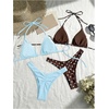 image:imageRoseSeek 2 Pack Leopard Print Bikini Sets Halter Triangle Top Brazilian Bottom Animal Print Swimwear BundleDots and Blue