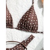 image:imageRoseSeek 2 Pack Leopard Print Bikini Sets Halter Triangle Top Brazilian Bottom Animal Print Swimwear BundleDots and Brown