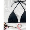 image:imageRoseSeek 2 Pack Leopard Print Bikini Sets Halter Triangle Top Brazilian Bottom Animal Print Swimwear BundleFloral Cheetah and Black