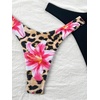 image:imageRoseSeek 2 Pack Leopard Print Bikini Sets Halter Triangle Top Brazilian Bottom Animal Print Swimwear BundleFloral Cheetah and Black