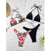 image:imageRoseSeek 2 Pack Leopard Print Bikini Sets Halter Triangle Top Brazilian Bottom Animal Print Swimwear BundleFloral Cheetah and Black