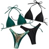 image:imageRoseSeek 2 Pack Leopard Print Bikini Sets Halter Triangle Top Brazilian Bottom Animal Print Swimwear BundleGreen and Black