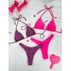 image:imageRoseSeek 2 Pack Leopard Print Bikini Sets Halter Triangle Top Brazilian Bottom Animal Print Swimwear BundleHot Pink and Cheetah