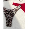 image:imageRoseSeek 2 Pack Leopard Print Bikini Sets Halter Triangle Top Brazilian Bottom Animal Print Swimwear BundleLeopard and Red