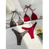 image:imageRoseSeek 2 Pack Leopard Print Bikini Sets Halter Triangle Top Brazilian Bottom Animal Print Swimwear BundleLeopard and Red