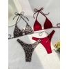 image:imageRoseSeek 2 Pack Leopard Print Bikini Sets Halter Triangle Top Brazilian Bottom Animal Print Swimwear BundleLeopard and Red
