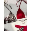 image:imageRoseSeek 2 Pack Leopard Print Bikini Sets Halter Triangle Top Brazilian Bottom Animal Print Swimwear BundleLeopard and Red