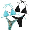 image:imageRoseSeek 2 Pack Leopard Print Bikini Sets Halter Triangle Top Brazilian Bottom Animal Print Swimwear BundleMix Blue and Black
