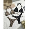 image:imageRoseSeek 2 Pack Leopard Print Bikini Sets Halter Triangle Top Brazilian Bottom Animal Print Swimwear BundleMulticolor