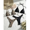 image:imageRoseSeek 2 Pack Leopard Print Bikini Sets Halter Triangle Top Brazilian Bottom Animal Print Swimwear BundleMulticolor