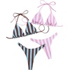 image:imageRoseSeek 2 Pack Leopard Print Bikini Sets Halter Triangle Top Brazilian Bottom Animal Print Swimwear BundlePink White and Blue
