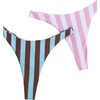 image:imageRoseSeek 2 Pack Leopard Print Bikini Sets Halter Triangle Top Brazilian Bottom Animal Print Swimwear BundlePink White and Blue