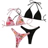 image:imageRoseSeek 2 Pack Leopard Print Bikini Sets Halter Triangle Top Brazilian Bottom Animal Print Swimwear BundlePink and Black