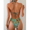 image:imageRoseSeek 2 Piece Bikini Sets Triangle Halter Top High Cut Brazilian Bottom Swimsuit Summer Beach SwimwearBeige and Green