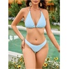 image:imageRoseSeek 2 Piece Bikini Sets Triangle Halter Top High Cut Brazilian Bottom Swimsuit Summer Beach SwimwearBlue and Cheetah