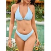 image:imageRoseSeek 2 Piece Bikini Sets Triangle Halter Top High Cut Brazilian Bottom Swimsuit Summer Beach SwimwearBlue and Cheetah