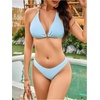 image:imageRoseSeek 2 Piece Bikini Sets Triangle Halter Top High Cut Brazilian Bottom Swimsuit Summer Beach SwimwearBlue and Cheetah
