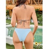 image:imageRoseSeek 2 Piece Bikini Sets Triangle Halter Top High Cut Brazilian Bottom Swimsuit Summer Beach SwimwearBlue and Cheetah