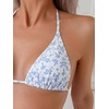 image:imageRoseSeek 2 Piece Bikini Sets Triangle Halter Top High Cut Brazilian Bottom Swimsuit Summer Beach SwimwearBlue and White