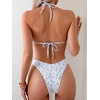 image:imageRoseSeek 2 Piece Bikini Sets Triangle Halter Top High Cut Brazilian Bottom Swimsuit Summer Beach SwimwearBlue and White