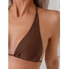 image:imageRoseSeek 2 Piece Bikini Sets Triangle Halter Top High Cut Brazilian Bottom Swimsuit Summer Beach SwimwearBrown