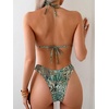 image:imageRoseSeek 2 Piece Bikini Sets Triangle Halter Top High Cut Brazilian Bottom Swimsuit Summer Beach SwimwearBrown and Mint Blue