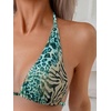 image:imageRoseSeek 2 Piece Bikini Sets Triangle Halter Top High Cut Brazilian Bottom Swimsuit Summer Beach SwimwearBrown and Mint Blue