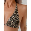 image:imageRoseSeek 2 Piece Bikini Sets Triangle Halter Top High Cut Brazilian Bottom Swimsuit Summer Beach SwimwearCheetah and Black