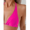 image:imageRoseSeek 2 Piece Bikini Sets Triangle Halter Top High Cut Brazilian Bottom Swimsuit Summer Beach SwimwearDeep Hot Pink