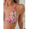 image:imageRoseSeek 2 Piece Bikini Sets Triangle Halter Top High Cut Brazilian Bottom Swimsuit Summer Beach SwimwearFloral Pink