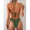 image:imageRoseSeek 2 Piece Bikini Sets Triangle Halter Top High Cut Brazilian Bottom Swimsuit Summer Beach SwimwearGreen
