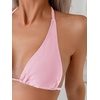 image:imageRoseSeek 2 Piece Bikini Sets Triangle Halter Top High Cut Brazilian Bottom Swimsuit Summer Beach SwimwearLight Pink