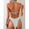 image:imageRoseSeek 2 Piece Bikini Sets Triangle Halter Top High Cut Brazilian Bottom Swimsuit Summer Beach SwimwearWhite