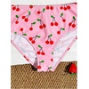 image:imageRoseSeek Girls 2 Piece Cherry Print Swimwear Ruffle Trim Ruched Bathing Suits Cute SwimsuitsPink