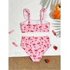 image:imageRoseSeek Girls 2 Piece Cherry Print Swimwear Ruffle Trim Ruched Bathing Suits Cute SwimsuitsPink