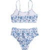 image:imageRoseSeek Girls 2 Piece Floral High Waisted Swimsuit Smocked Wireless Bathing Suit Boho Holiday Beachwear SetBlue and White