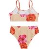 image:imageRoseSeek Girls 2 Piece Floral High Waisted Swimsuit Smocked Wireless Bathing Suit Boho Holiday Beachwear SetCoral Orange