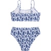 image:imageRoseSeek Girls 2 Piece Floral High Waisted Swimsuit Smocked Wireless Bathing Suit Boho Holiday Beachwear SetDeep Blue and White