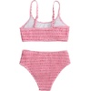 image:imageRoseSeek Girls 2 Piece Floral High Waisted Swimsuit Smocked Wireless Bathing Suit Boho Holiday Beachwear SetDots Pink