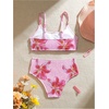 image:imageRoseSeek Girls 2 Piece Floral High Waisted Swimsuit Smocked Wireless Bathing Suit Boho Holiday Beachwear SetPink