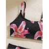 image:imageRoseSeek Girls 2 Piece Floral High Waisted Swimsuit Smocked Wireless Bathing Suit Boho Holiday Beachwear SetPink and Black