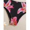 image:imageRoseSeek Girls 2 Piece Floral High Waisted Swimsuit Smocked Wireless Bathing Suit Boho Holiday Beachwear SetPink and Black