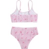image:imageRoseSeek Girls 2 Piece Floral High Waisted Swimsuit Smocked Wireless Bathing Suit Boho Holiday Beachwear SetStriped Pink