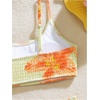 image:imageRoseSeek Girls 2 Piece Floral High Waisted Swimsuit Smocked Wireless Bathing Suit Boho Holiday Beachwear SetYellow and Orange