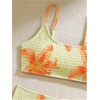 image:imageRoseSeek Girls 2 Piece Floral High Waisted Swimsuit Smocked Wireless Bathing Suit Boho Holiday Beachwear SetYellow and Orange
