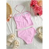 image:imageRoseSeek Girls 2 Piece Floral Tankini Sets Summer Swimsuits Halter Neck Sleeveless Tops and Panties BeachwearPink